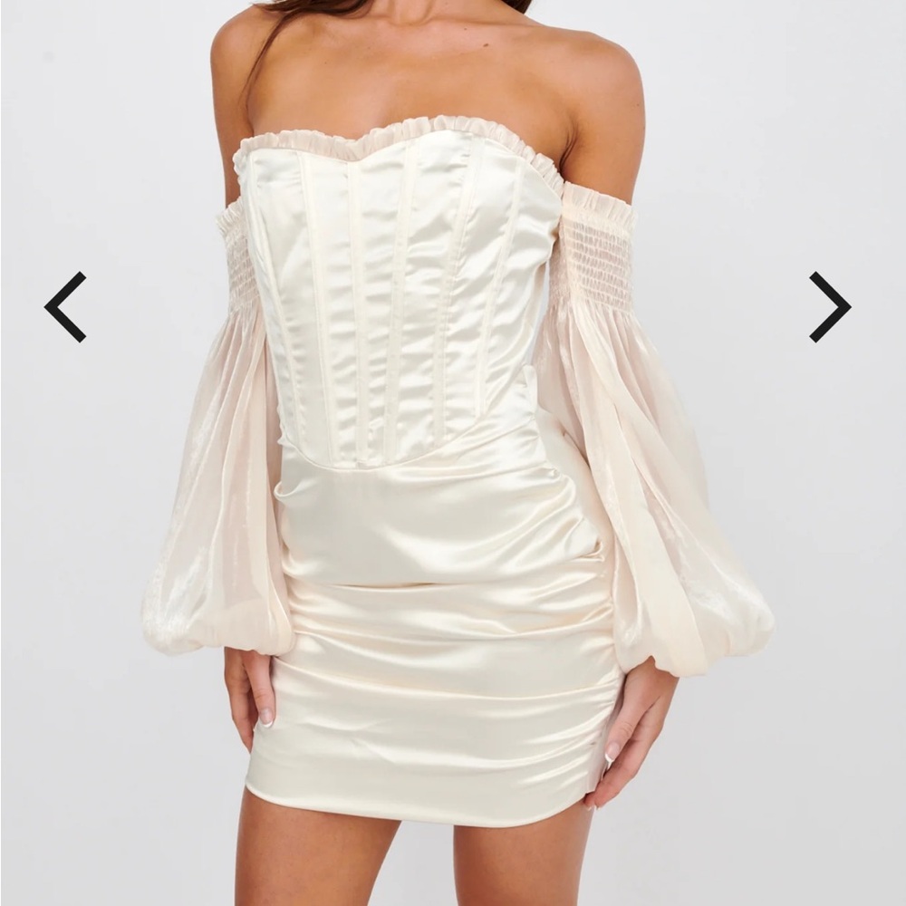 Selfie Leslie Dance The Night Corset Bodice Mini Dress Cream‎ Size Large